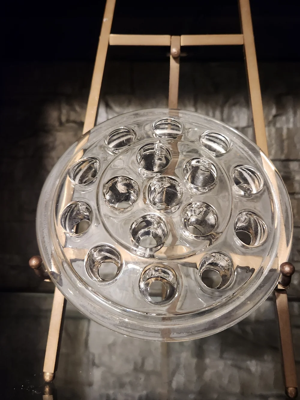 Vintage Clear Glass Flower Frog Vase Insert 16 Holes 5.25